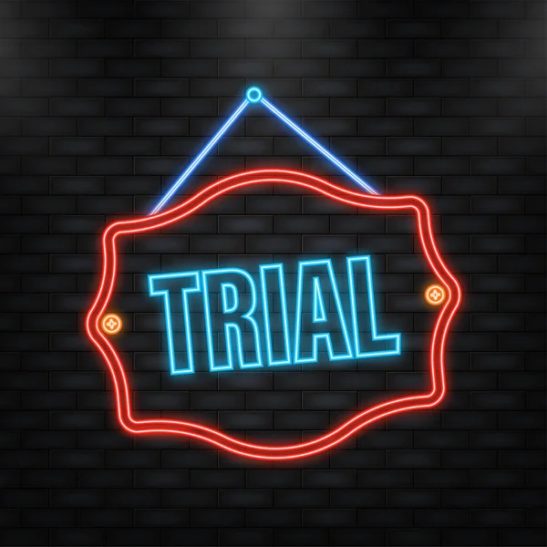 Neon Icon. Trial sign on light background. Vector illustration — Vettoriale Stock
