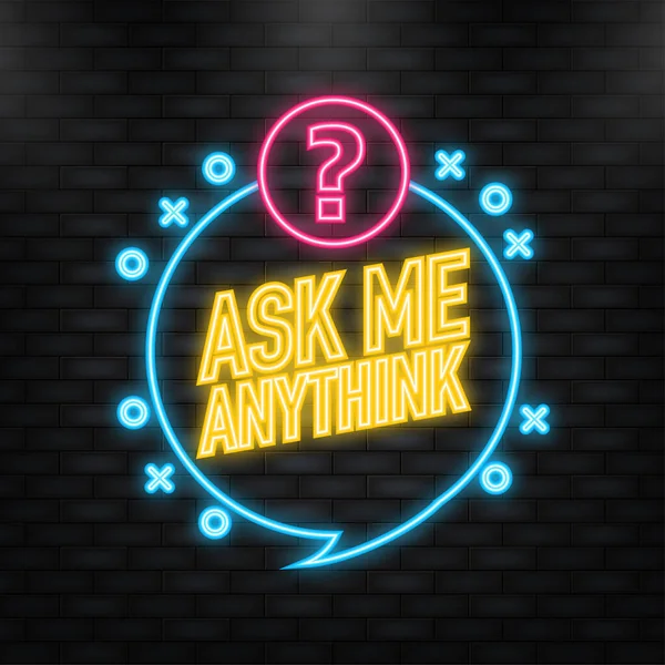 Neon Icon. Ask me anything. AMA session concept. Vector illustration. — 스톡 벡터