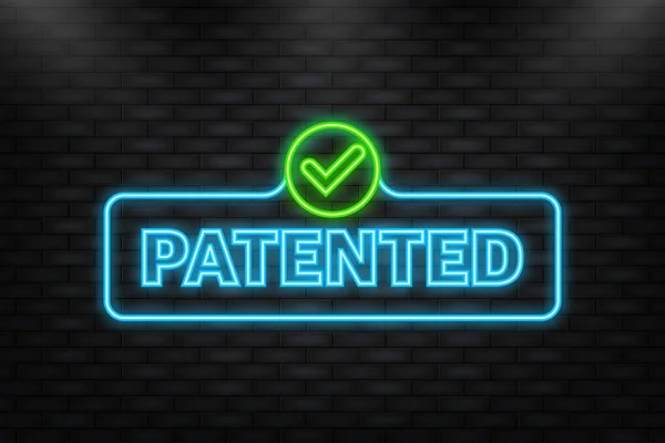 Neon Icon. Patented, great design for any purposes. Vector flat stamp and sign. Vector illustration — 스톡 벡터