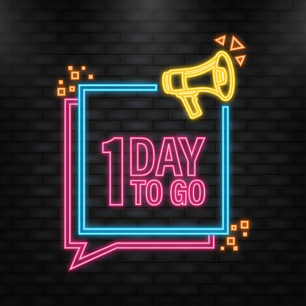 Neon Icon. 1 Day to go poster in flat style. Vector illustration for any purpose — ストックベクタ