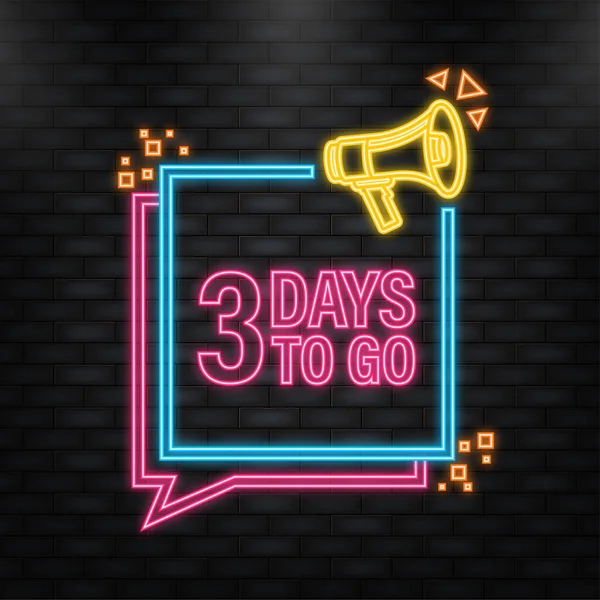 Neon Icon. 3 Days to go poster in flat style. Vector illustration for any purpose — ストックベクタ