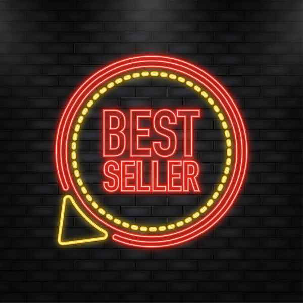 Neon Icon. Vintage icon with red sticker best seller on white background for banner design. Vector illustration — стоковый вектор