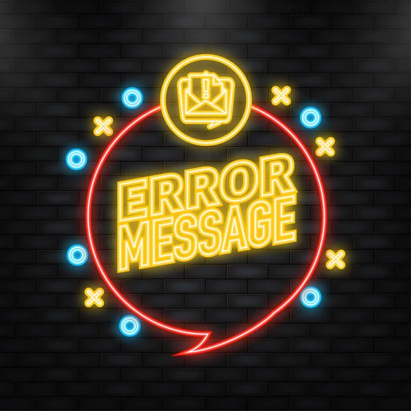 Neon Icon. 404 error message. Not found isolated in red background. Vector illustration. — 스톡 벡터