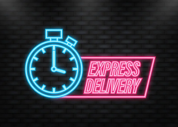 Neon Icon. Express delivery icon for apps and website. Delivery concept. Vector illustration. Flat design — Image vectorielle