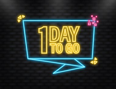 Neon Simgesi. Düz bir şekilde poster yapmak için 1 gün. Herhangi bir amaç için vektör illüstrasyonu