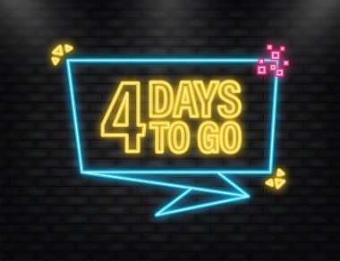 Neon Simgesi. Düz bir şekilde poster yapmak için 4 gün. Herhangi bir amaç için vektör illüstrasyonu