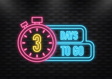 Neon Simgesi. Düz bir şekilde poster yapmak için 3 gün. Herhangi bir amaç için vektör illüstrasyonu