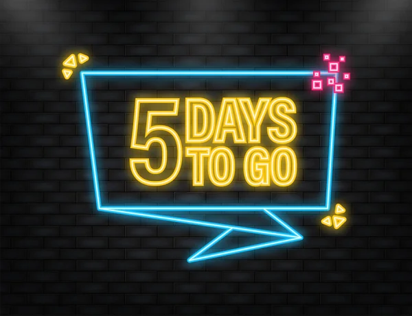 Neon Icon. 5 Days to go poster in flat style. Vector illustration for any purpose — ストックベクタ