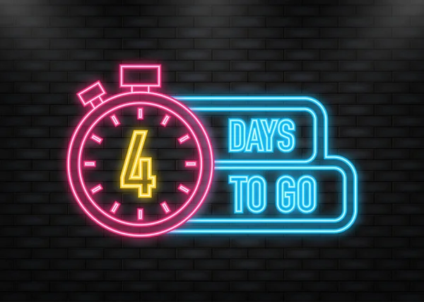 Neon Icon. 4 Days to go poster in flat style. Vector illustration for any purpose — ストックベクタ