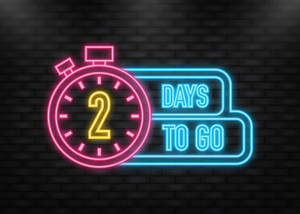 Neon Icon. 2 Days to go poster in flat style. Vector illustration for any purpose — ストックベクタ