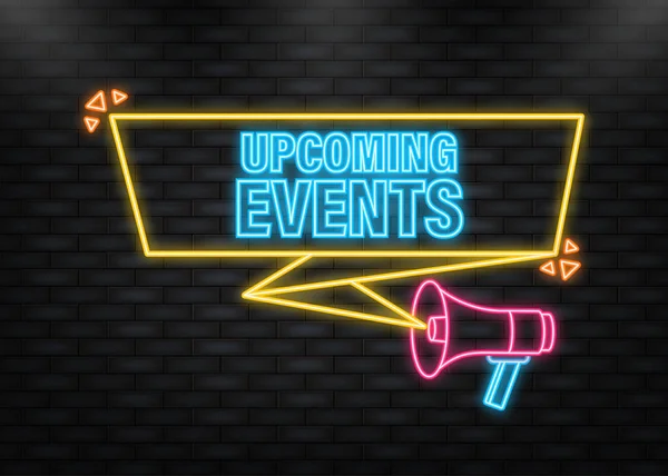 Neon Icon. Megaphone with upcoming events poster in flat style. Vector illustration — стоковый вектор