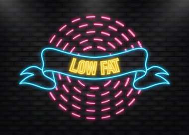 Neon Simgesi. Düz yağlı pankart, beyaz arka planda kurdele. Vektör bayrağı. Düz vektör logosu.