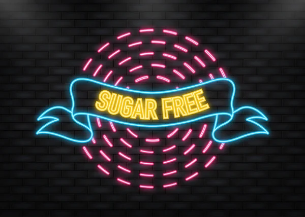 Neon ikon med sukkerfrit bånd. Økologiske tegn. Vektorillustration. – Stock-vektor