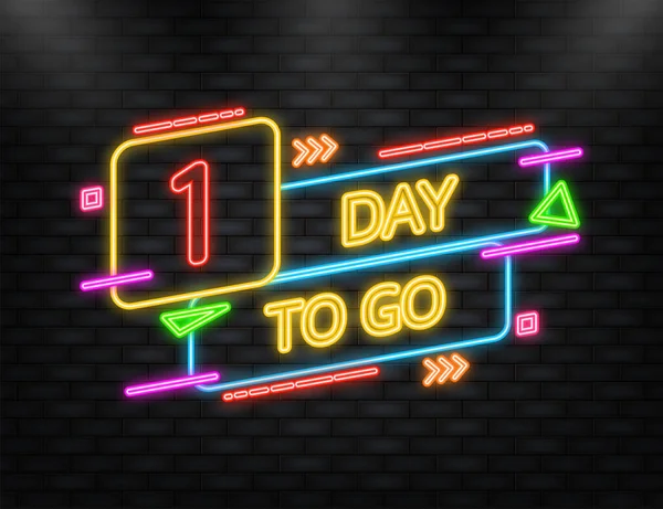 Neon Icon. 1 Day to go poster in flat style. Vector illustration for any purpose — ストックベクタ