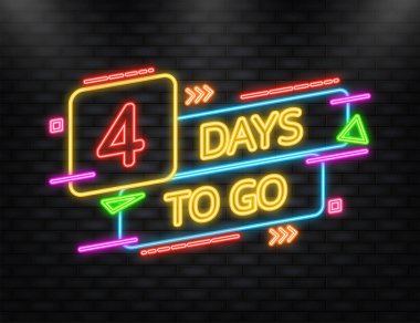 Neon Simgesi. Düz bir şekilde poster yapmak için 4 gün. Herhangi bir amaç için vektör illüstrasyonu