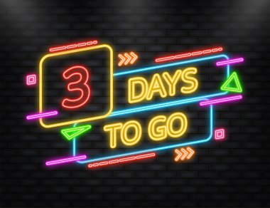 Neon Simgesi. Düz bir şekilde poster yapmak için 3 gün. Herhangi bir amaç için vektör illüstrasyonu