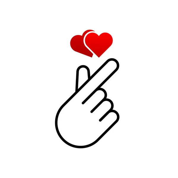 Doodle love heart hand gesture for print design. Vector illustration, flat design — Stockový vektor