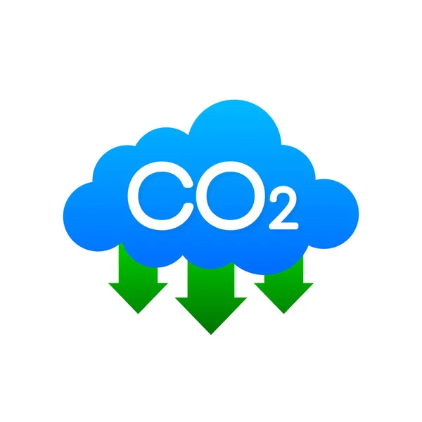 Emisiones de CO2 en estilo plano sobre fondo verde. Ilustración vectorial simple. Ilustración plana del vector — Vector de stock