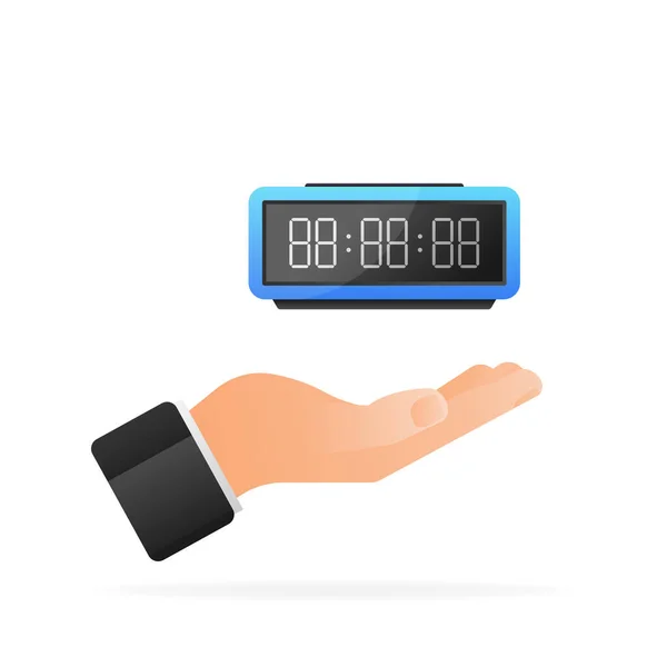 Flat digital clock illustration on white background. Phone icon set. Flat vector illustration — стоковый вектор