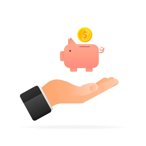 Money Piggy bank creative business concept. Financial services. Vector illustration. — Stockový vektor