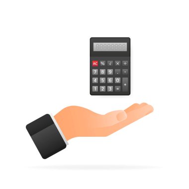 Modern cartoon illustration with calculator for web design. Financial management concept