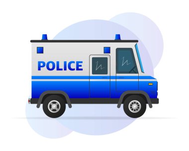 Vektör çizim şablonu. Elle polis kamyonu.