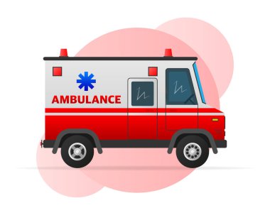 Ambulans ya da hızlı vektör çizimi yapan bir otomobil. Mockup şablon vektör çizimi