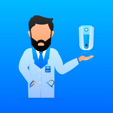 Şeffaf arka planda dezenfeksiyon dezenfektanı. Vektör 3d illüstrasyon.