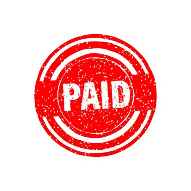 Paid stamp on red background. Business template. Vector isolated texture