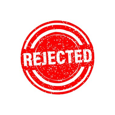Red rejected stamp in vintage style on white background. Vector design. Grunge texture