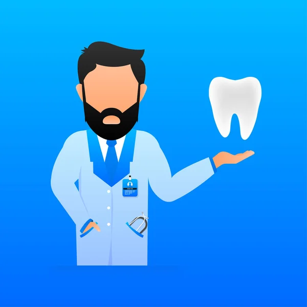 Dentist in flat style. Healthcare illustration. Isolated vector illustration —  Vetores de Stock