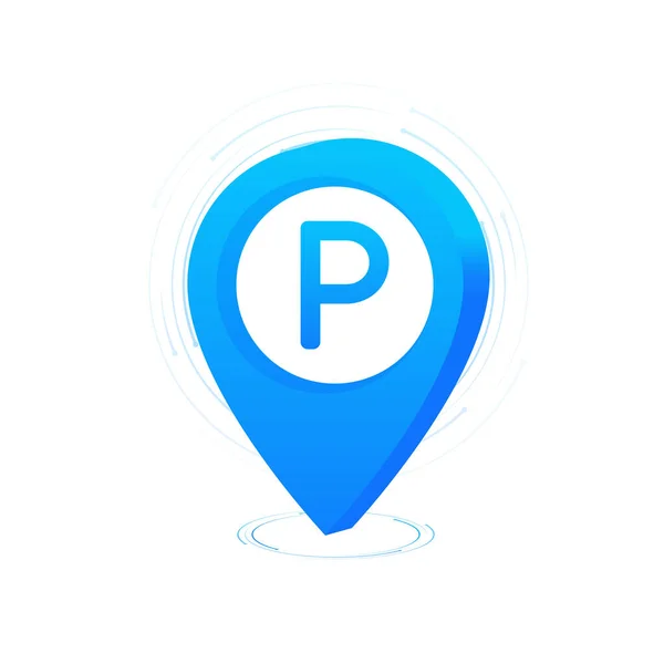 3d icon with blue pin parking on white background for concept design. 3d vector illustration — Wektor stockowy