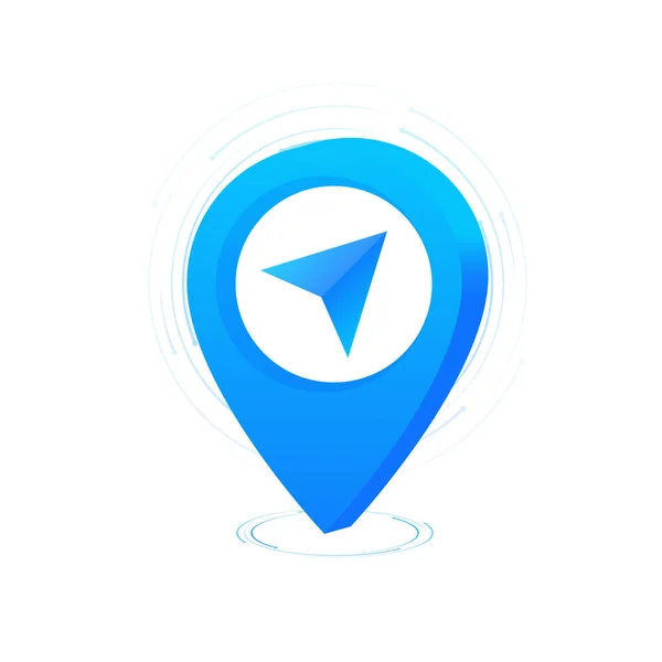 Flat pin messenger. 3d gps pin vector render illustration. Global social network. World map — Image vectorielle