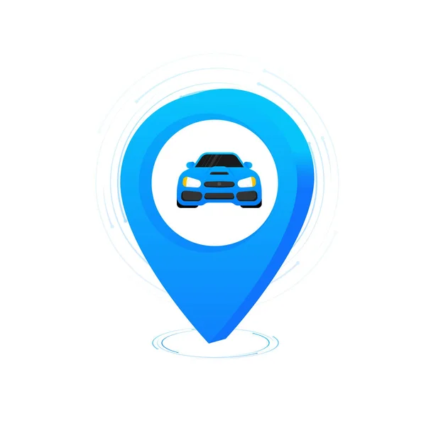 3D-ikon med blå pin parkering på vit bakgrund för konceptdesign. 3D vektor illustration — Stock vektor