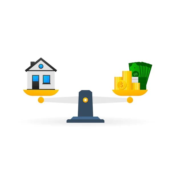 Flat icon with house money. 3d isometric illustration. Finance isometric. — Vetor de Stock