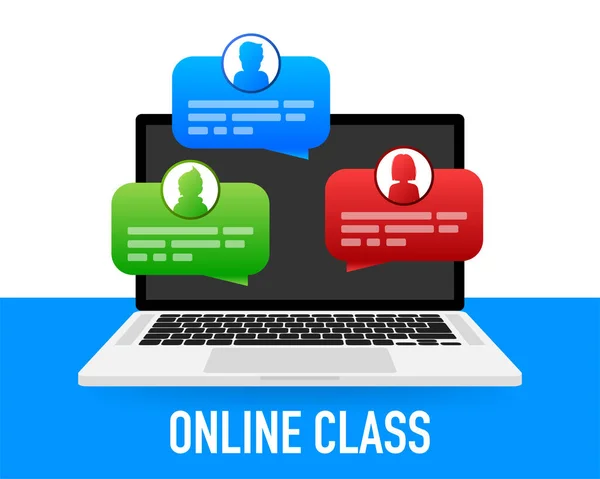 Εικονίδιο με online class. Τεχνολογία υπολογιστών ισομετρική απεικόνιση. Ισομετρική διανυσματική απεικόνιση — Διανυσματικό Αρχείο