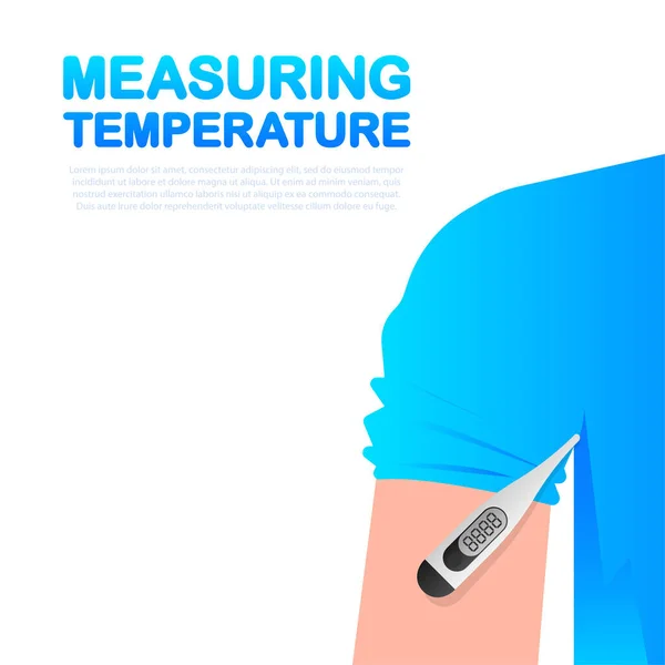 Linear measuring temperature for medical design. Vector logo — Stockvector