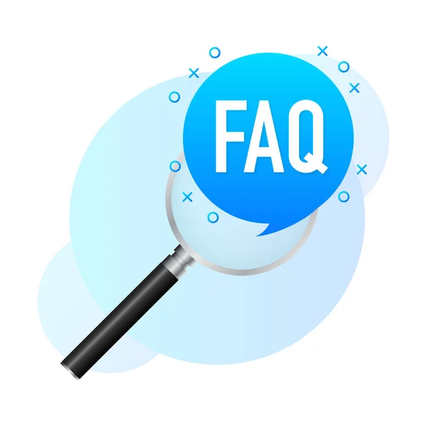 Frequently Asked Questions FAQ Label. Loupe icon with FAQ. — ストックベクタ