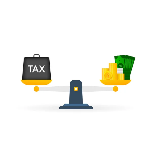 Tax scale in flat style. Business concept. Accounting concept. Isometric business concept — Wektor stockowy