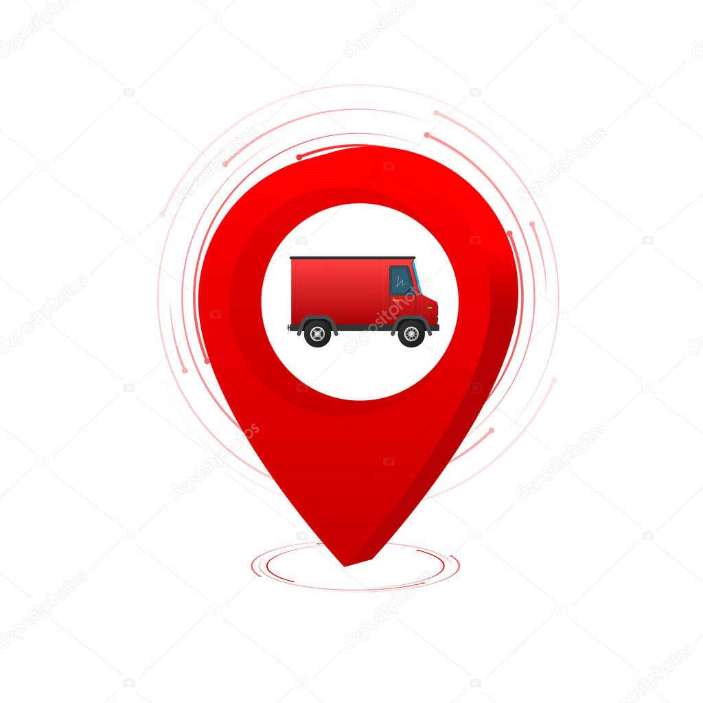 Courier service delivery. location pin vector icon. 3d vector icon.