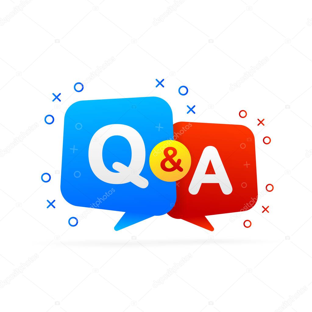 Question and Answer Bubble Chat icon. Vector illustration.