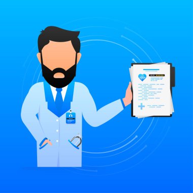 Sağlık sigortası doktoru. Konsept tasarımı için resim. Tıbbi kalp kontrolü.