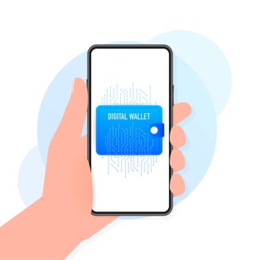 Dijital cüzdan, her amaç için harika bir tasarım. Mali durum izometrik. Dijital banka