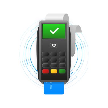 POS Terminal on a white background. Approved terminal operation