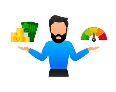 Para kredi puanına karşı. Isome illüstrasyon. Çizim vektörü grafiği