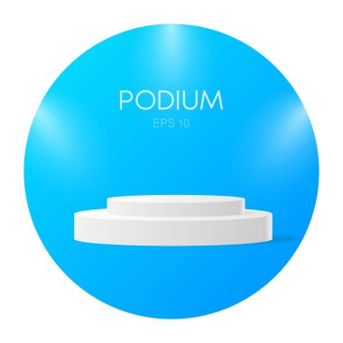Kazanan podyum. Vektör geometrik platform. Mavi teknoloji geçmişi. Ödül töreni arkaplanı