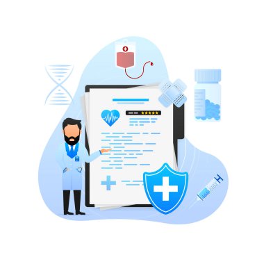 Sağlık sigortası doktoru. Konsept tasarımı için resim. Tıbbi kalp kontrolü.