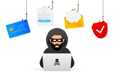 Hacklenmiş, her amaçla harika bir tasarım. İnternet teknolojisi. Siber suçlar, hacker saldırısı. Phishing dolandırıcılığı.
