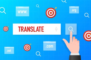 Translate button for web design. Vector line illustration. Editable stroke