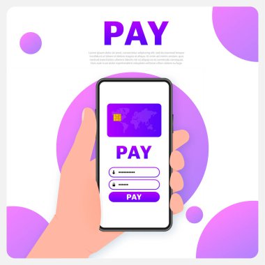 Cep telefonu ödemesi. Düz biçimli NFC akıllı telefon konsepti simgesi